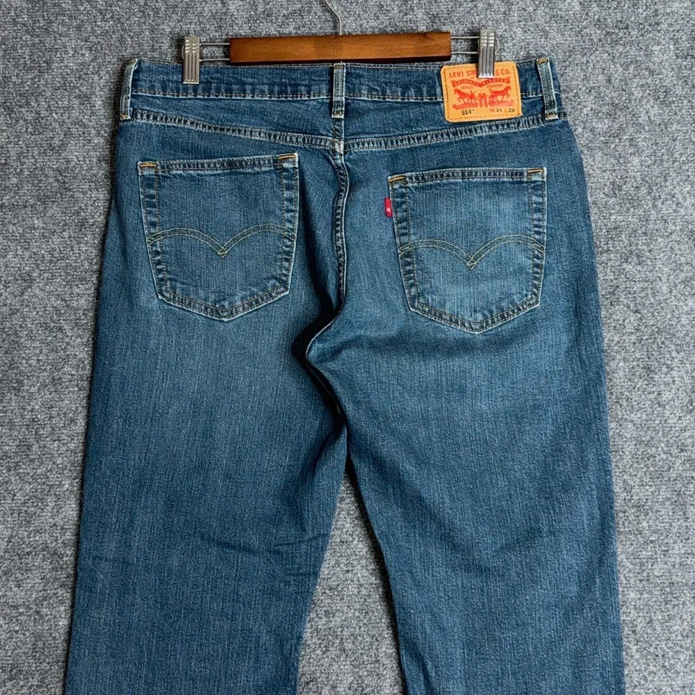 Levi's 514 Straight Leg Jeans Mens 34x29 Blue Light Wash Casual Regular Fit Dad